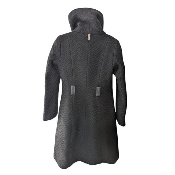 Mackage Virgin Wool Herringbone Black Knit Long Coat XS - Picture 3 of 10